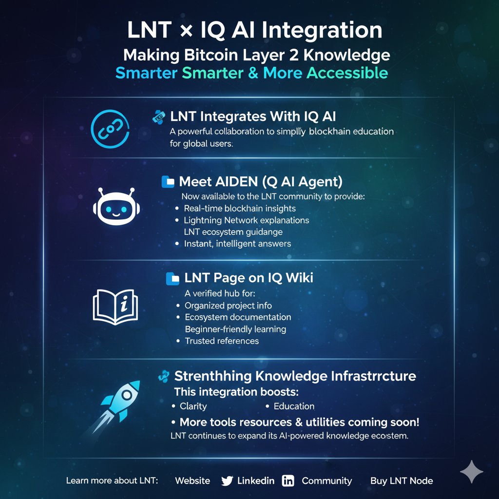 felixokechi09's tweet photo. LNT × IQ AI is live! 🤝⚡
AIDEN is now powering smarter, real time blockchain knowledge for the LNT community.
Explore our new IQ Wiki page and experience next level Bitcoin Layer 2 learning! 🚀

#Crypto @lnt_btc
@lnt_btcAfrica @bitlongwallet #Bitlongwallet #Bitlong 
@IQAICOM https://t.co/yzJiqs6vh0