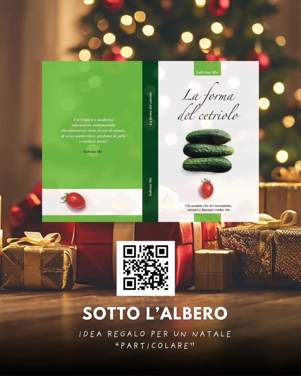 SabriCheGuarda's tweet photo. Cerchi un'idea originale per Natale?  
La forma del cetriolo è perfetto: divertente, audace, inaspettato!

📖 Un libro che sorprende  
🎁 Un pensiero diverso dal solito  
🥒 Un pizzico di pepe sotto l’albero!

📲 il QR Code:  

#RegaliDiNatale #IdeeOriginali #LaFormaDelCetriolo https://t.co/AqHCFUz4l8