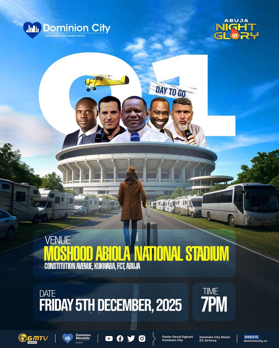 ❗️❗️❗️

If you’re in Abuja, find your way here tomorrow!!!

God is waiting, hallelujah!!

#AbujaNightofglory #dominioncity