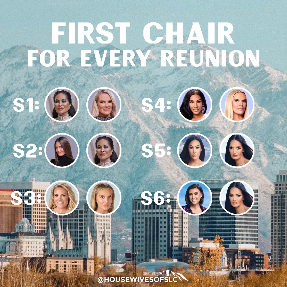 housewivesofslc's tweet image. 🥇| First chair by season! #RHOSLC *updated*