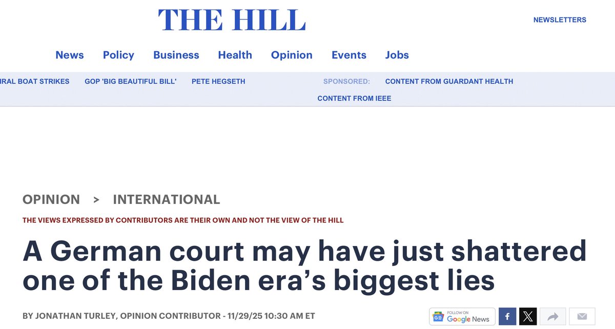Γερμανικό Δικαστήριο αποκαλύπτει το δολοφονικό ψέμμα Μπάιντεν για τον αγωγό Nordstream

Από τον Jonathan Turley - The Hill
(Καθηγητής Νομικής στο Πανεπιστήμιο George Washington)

Δικαστήριο στη Γερμανία έρχεται να διαλύσει ένα από τα μεγαλύτερα ψέματα της κυβέρνησης Μπάιντεν.