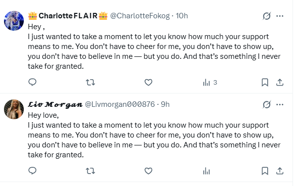 eric_mcCurry's tweet image. Same person running these two fake accounts of @MsCharlotteWWE and @YaOnlyLivvOnce