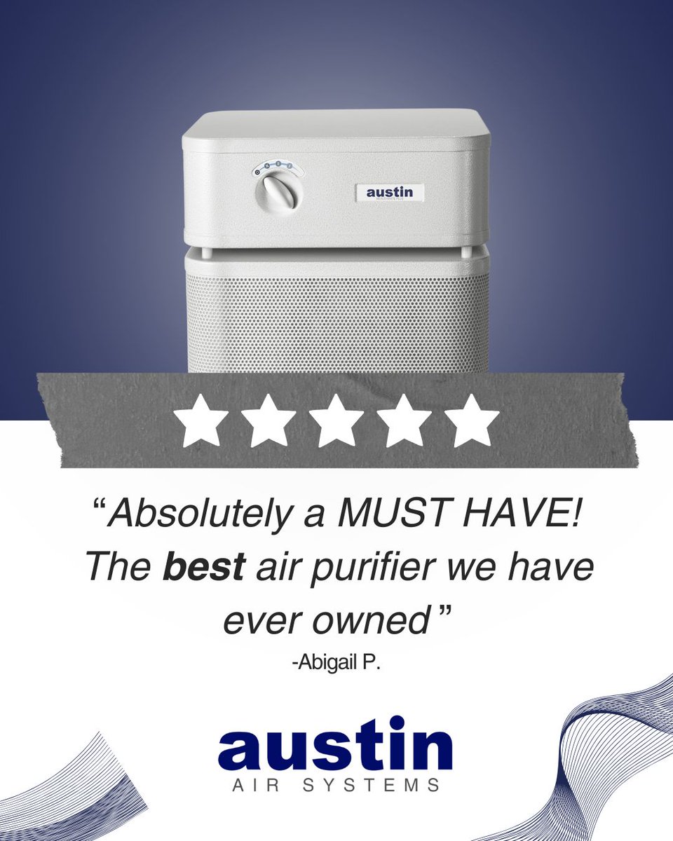 AustinAirLtd's tweet image. “Absolutely a MUST HAVE! The best air purifier we have ever owned!” – Abigail P.

Abigail’s right. This isn’t just a purchase, it’s a game-changer for your health and home!

Ready to breathe cleaner air? Shop today: austinairsystems.com/collections/al…

#AustinAir #AirPurifier #AirQuality