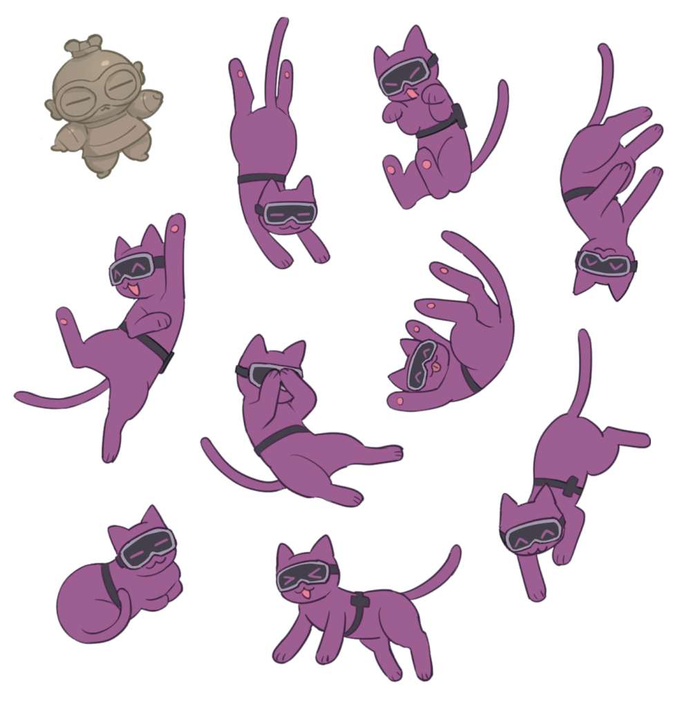 誕生日イラストで上から降らせようとしたけどボツにした残機猫さんたち