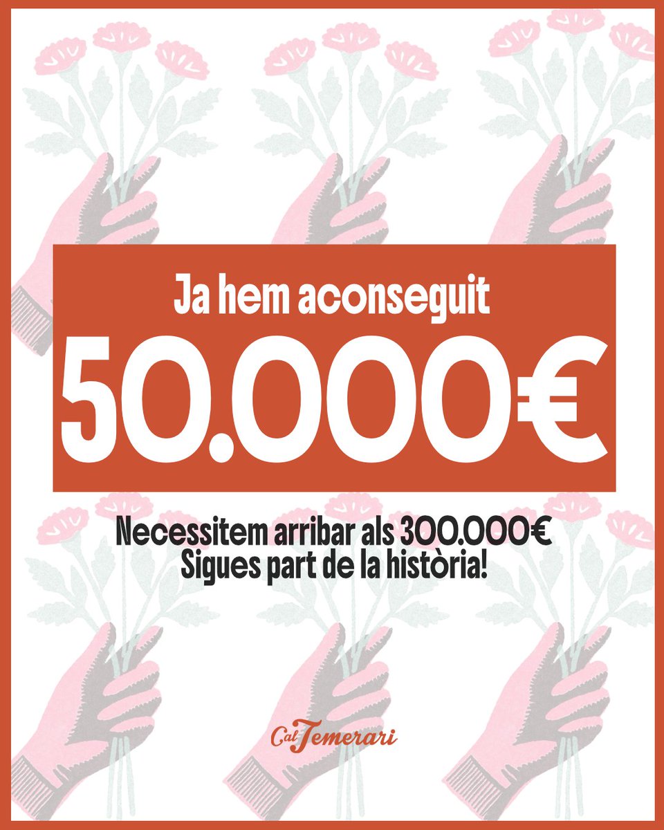 💥Això està sent brutal! A pocs dies d'engegar la campanya dels títols i ja en tenim 50.000! Moltíssimes gràcies a tothom qui esteu contribuint a fer etern Cal Temerari!

Si vols aportar, omple el formulari que trobaràs a la web. Sigues part de la història! ✨