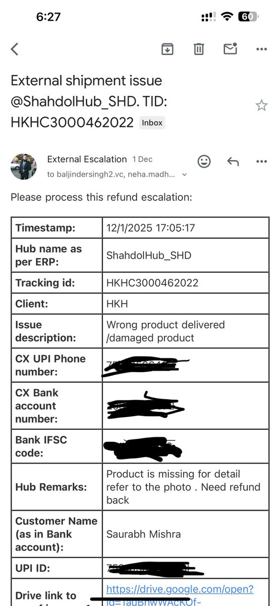 msaurabh451's tweet photo. Already escalated the issue from ekart still not get any response . At this point I'm not sure what to do . Either they have any contact number whom i can response to. Also, I have send email to them still they are not responding . https://t.co/eBuF8JTMLe