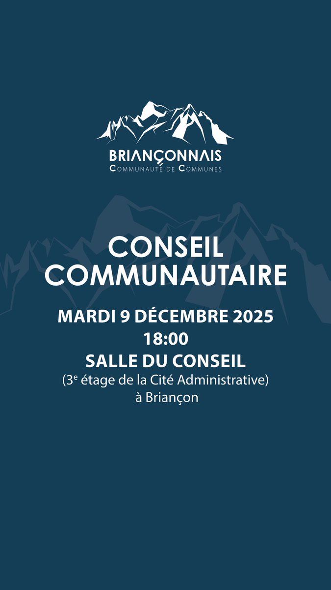 CONSEIL COMMUNAUTAIRE DU MARDI 9 DÉCEMBRE 

Découvrez l’ordre du jour : ccbrianconnais.fr/fileadmin/user…