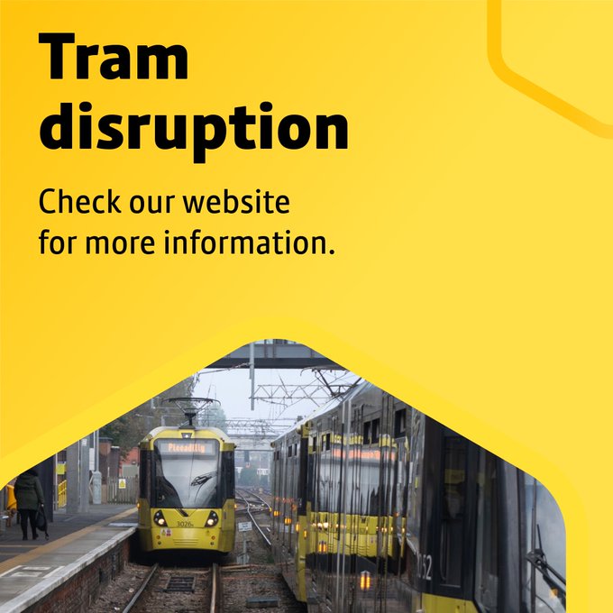 UPDATE: The overhead line issue has now been resolved and service between Trafford Bar and Altrincham has been restored.  Some services on the line may experience a delay, whilst the tram pattern returns to usual.  Thank you for your patience.