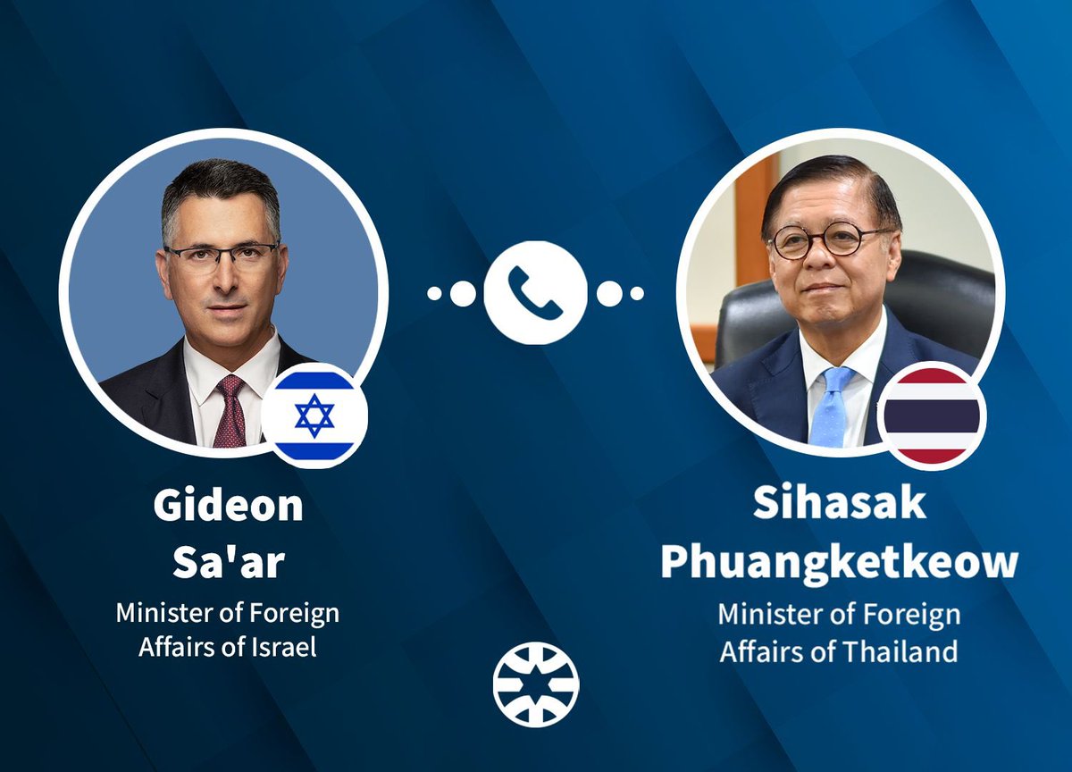 Just spoke with Thai FM <a href="/SihasakPh/">Sihasak Phuangketkeow</a> and updated him on the return of the body of the last remaining Thai hostage Sudthisak Rinthalak. Rinthalak was brutally murdered on Oct. 7th and his body was taken hostage by the Islamic Jihad terror organization.
I expressed our deep