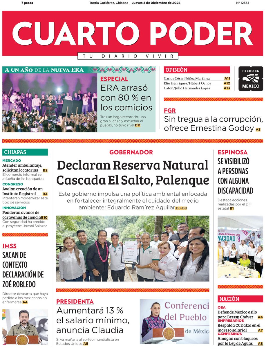 CuartoPoderMX's tweet image. ¡Excelente día! ☕️ Les compartimos la portada de Cuarto Poder #TuDiarioVivir 📰 para iniciar la jornada informativa

Los detalles en 👉💻🖥️📱
cuartopoder.mx