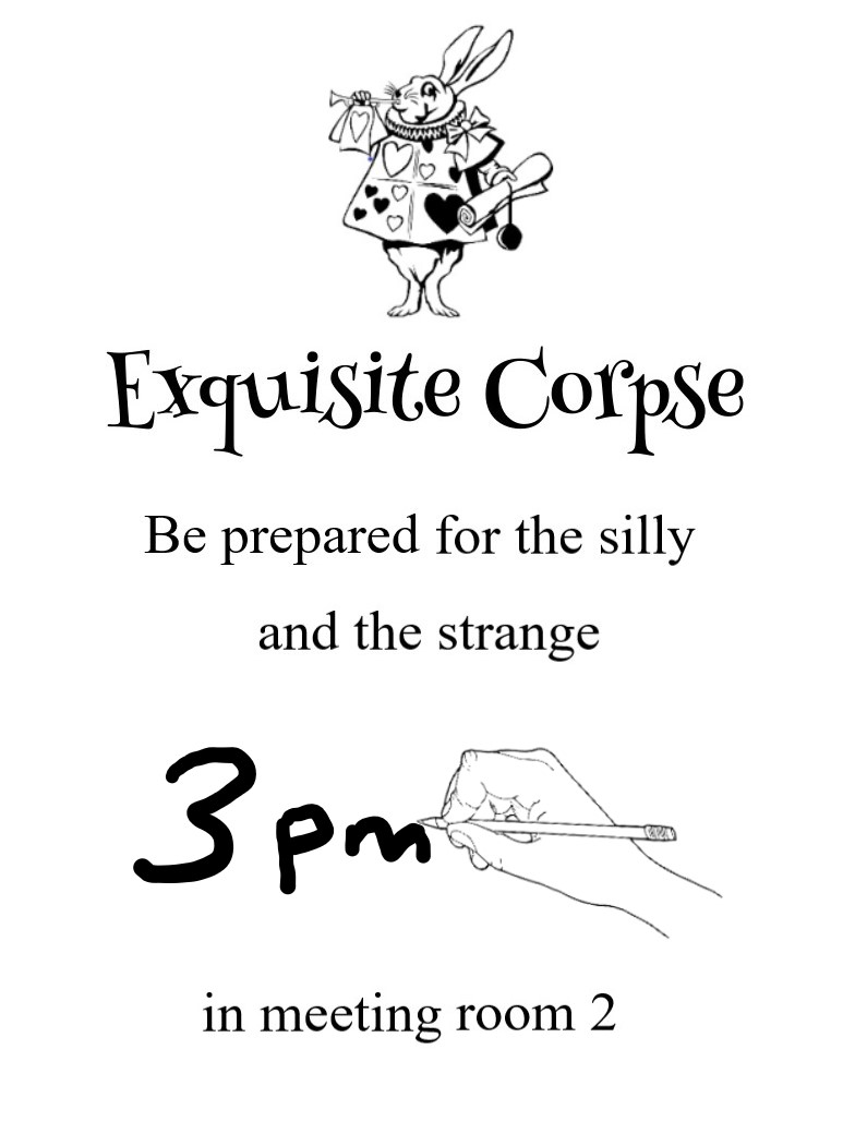 It's official! I will be hosting a game of Exquisite Corpse at my work's #christmas next Tuesday.

They won't know what hit them...! 😜🥳

THIS is going on the fridge door that morning ⬇️⬇️

(I do have a bit of a thing for black and white. Plus it'll be easy to print off😉)