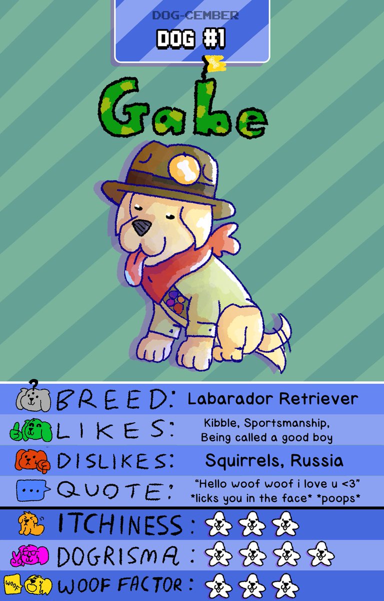 Drawing a dog every day! 🐶 
Day 1 — Gabe 🏕️ 
#DogCember