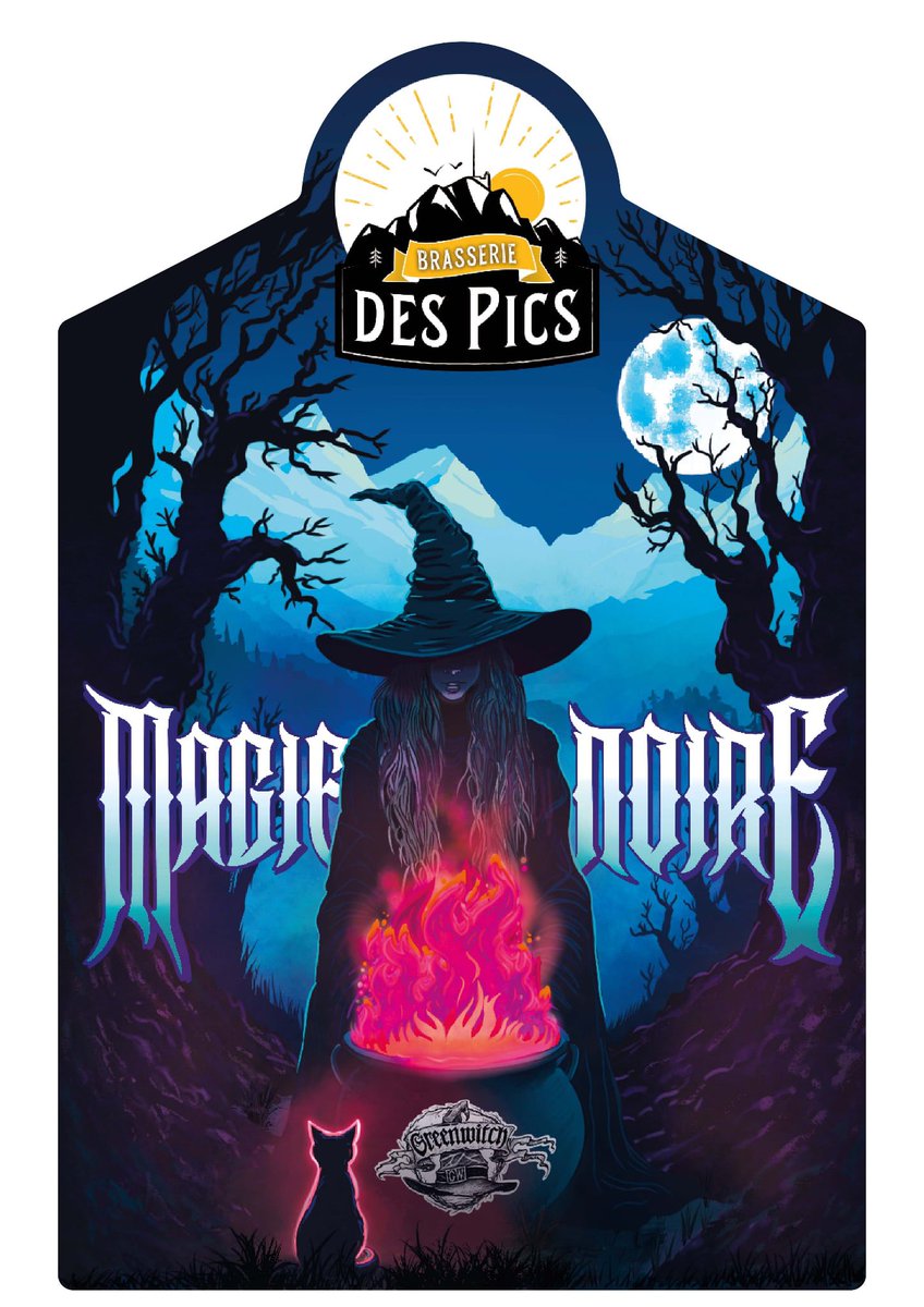 KalikaGraphisme's tweet image. Pour une fois je partage une création personnelle pour la Brasserie des Pics #illustrationart #GraphicDesign #witch