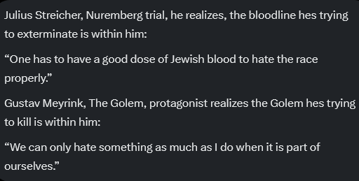 fedelmayer's tweet photo. 🧵Meyrinks "Golem" deals with Jdsm, Kabbalah+and selfhatred-
its protaganist trying to kill the Golem within is INTENDED to represent internalized jwsh antisemitism!
The quote is more than a superifical match+was present in most Nazis private libraries.
https://t.co/cU4dwJNcxo https://t.co/NBoHoWeHU3