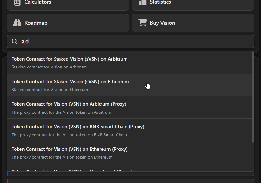 Update for visionresources.info

Need to find that one resource of <a href="/vsntoken/">Vision</a>?
Now you can search for it directly on the frontpage 🔎

#vision