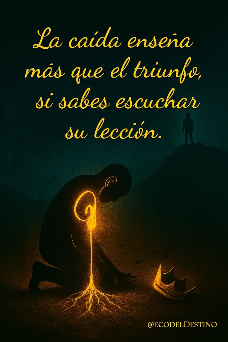 La caída enseña más que el triunfo, si sabes escuchar su lección.