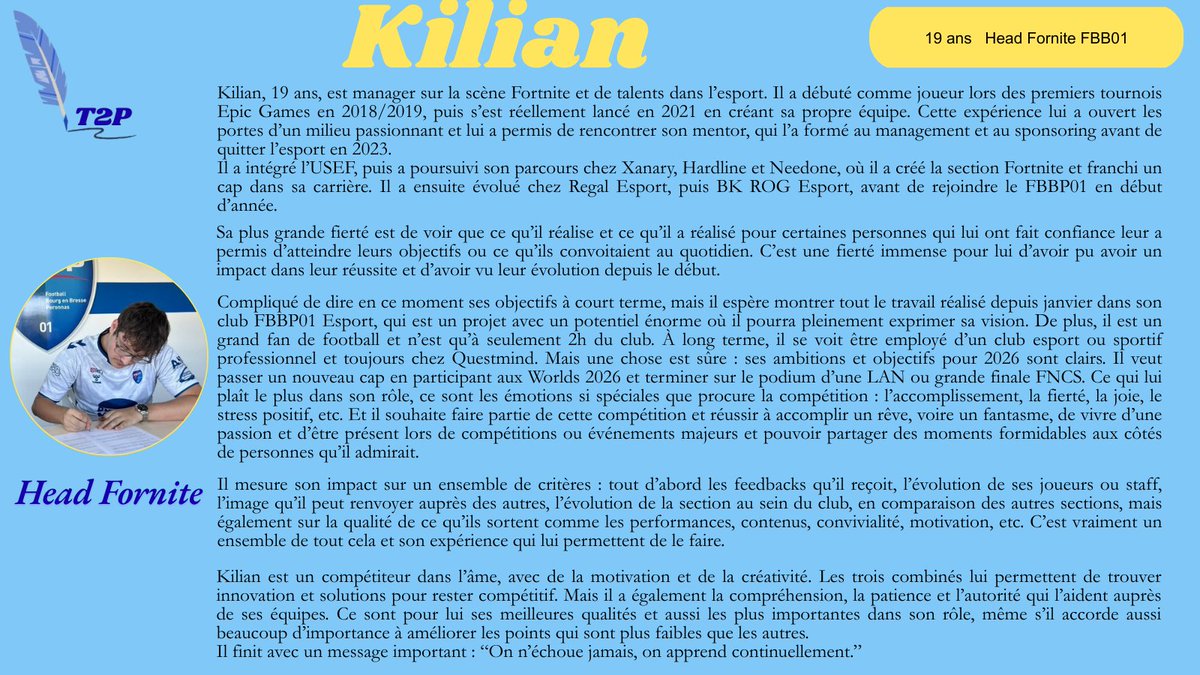 Paul_Esport's tweet photo. L’objectif est clair dans sa tête : il veut marquer la scène Fornite ! 😎

Découvrez @KilianMNG_ , Head Fornite chez @FBBP01Esport

#Talk2Paul 🪶 https://t.co/STiBfWtl9w