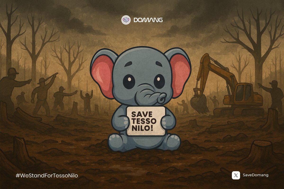SaveDomang's tweet photo. Imagine a world where elephants exist only in history books.
That's the future we are heading toward if nothing changes.💔

The population in Tesso Nilo is fading, year by year.
We fight so $DOMANG doesn’t become a memory.

Join the movement.
#SaveTessoNilo #WeStandForTessoNilo🐘 https://t.co/tsMzMsaTy1