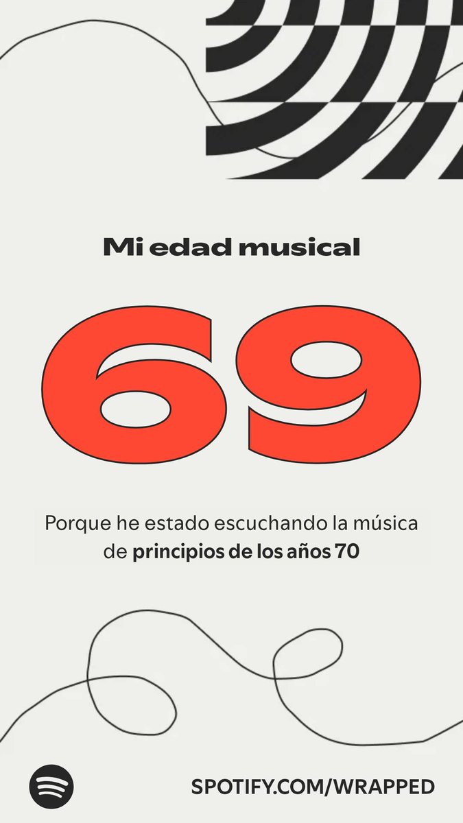 Esta es mi edad musical según mi #SpotifyWrapped. Poco me parece.