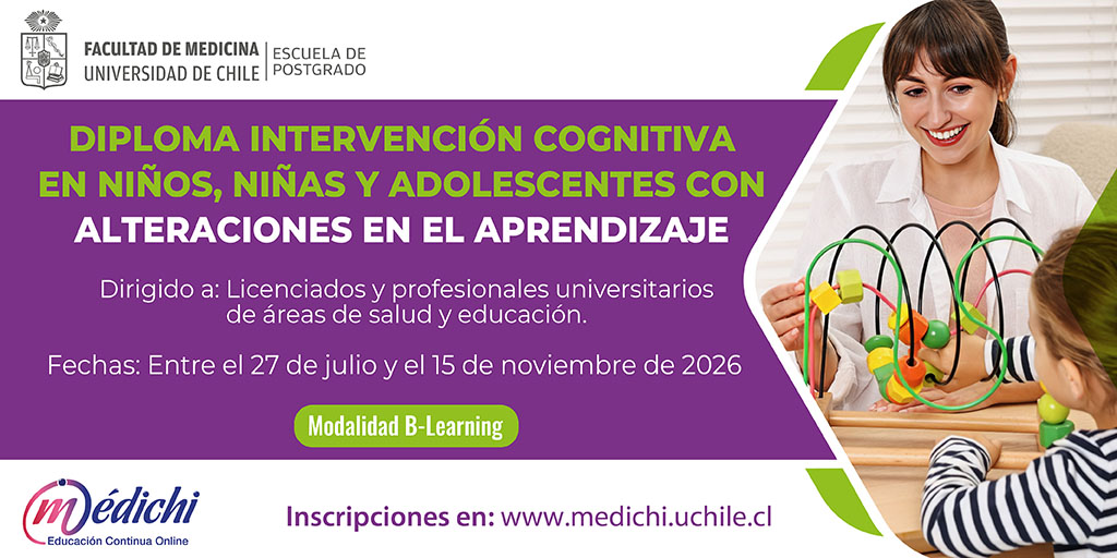 ✨ ¡Impulsa tu futuro profesional! 

Descubre el Diploma en Intervención Cognitiva y adquiere herramientas clave para evaluar e intervenir en dificultades del aprendizaje. Modalidad b-learning y cupos limitados.

 ¡Inscríbete hoy!

medichi.uchile.cl/diploma-interv…