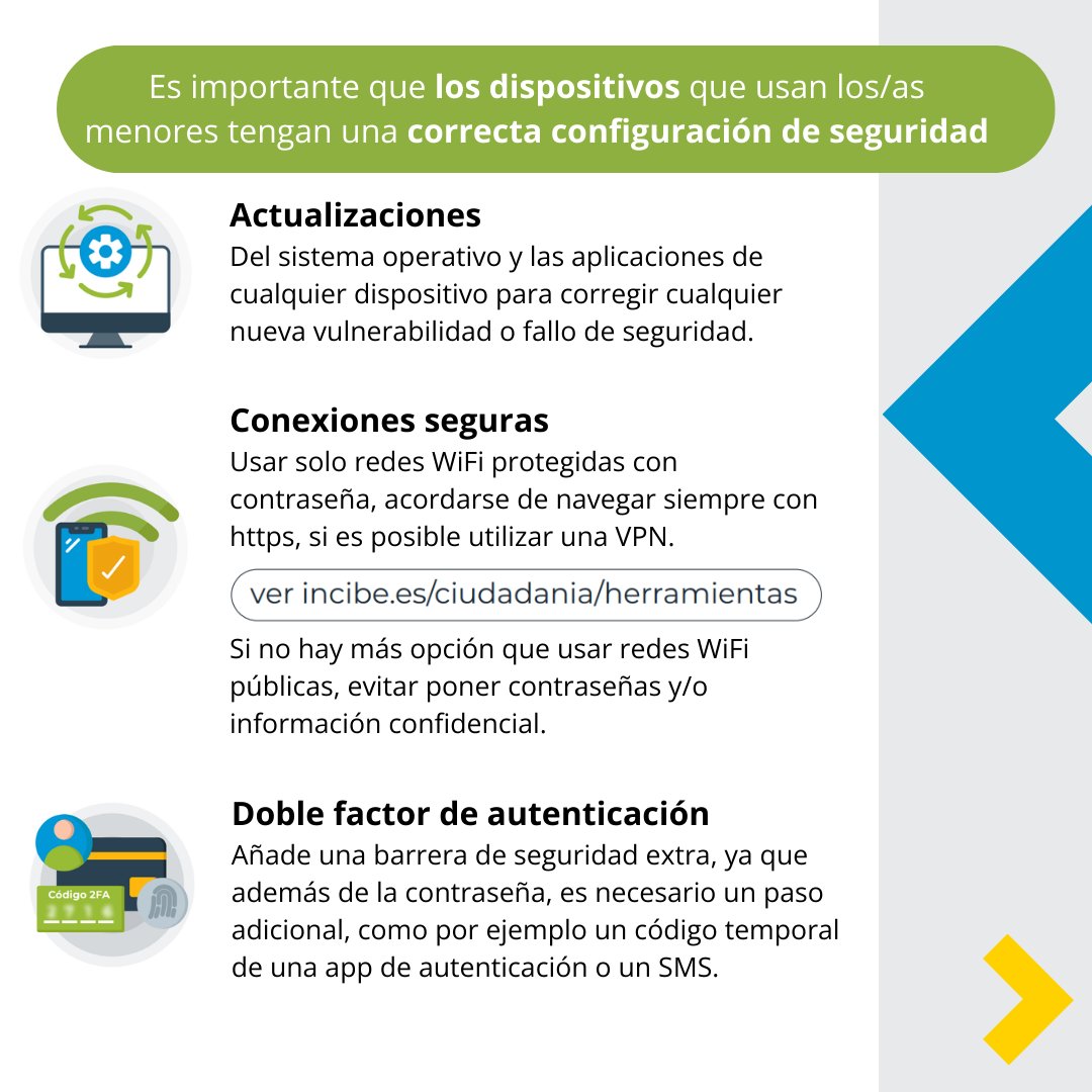 is4k's tweet image. ¡Descubre estos tips 👍 para evitar riesgos en #Internet 🌐!

Es importante que los dispositivos que usen los/as #menores 👧🧒 tengan una correcta configuración de seguridad 🛡️.

incibe.es/sites/default/…

#SeguridadDigital #NextGenerationEU #ConfiguracionesSeguras