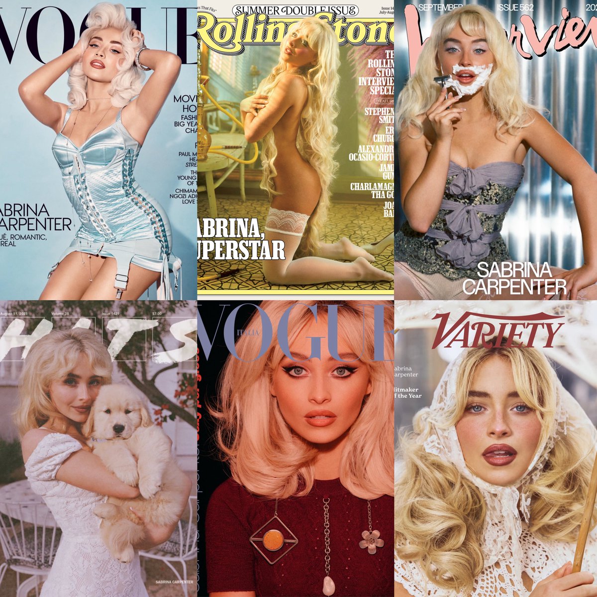 stunninbrina's tweet image. sabrina’s 2025 magazine covers all 10/10