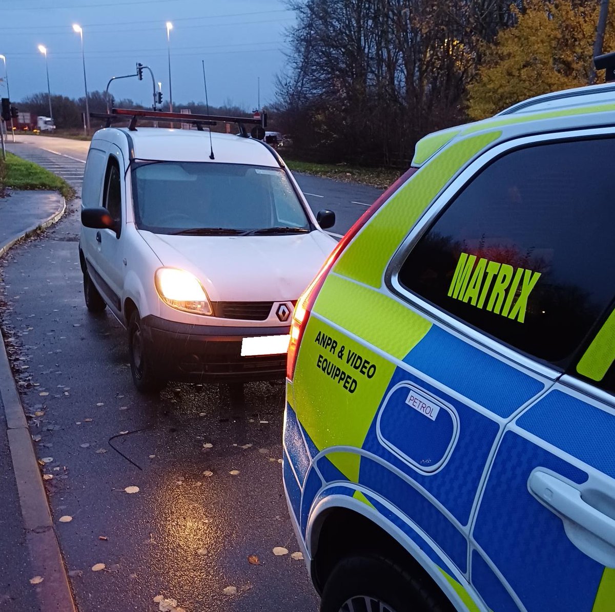 Vehicle sighted with a defective rear light on the #M57. The driver didn't quite understand the 'Follow Me' instruction from the officer, but eventually came to a stop. The drivers positive test for cannabis explained why his reactions were so slow! #arrested #OpLimit