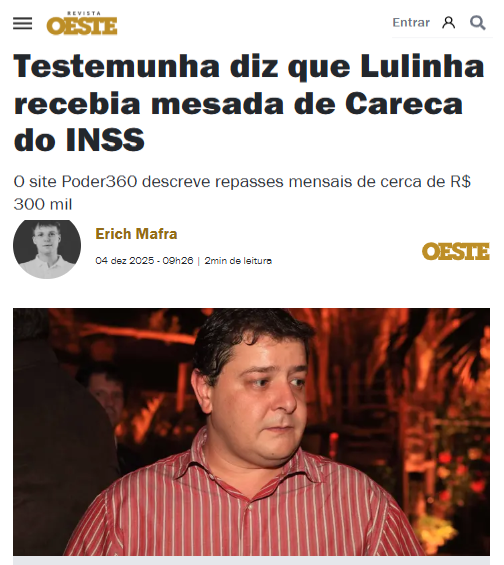 BrazilenDireita's tweet photo. Já blindara?
"Testemunha diz que Lulinha recebia mesada de Careca do #INSS"
#CPMIdoINSS #corrupción #crimes #escandalos #pt https://t.co/9XeFPXRoJM