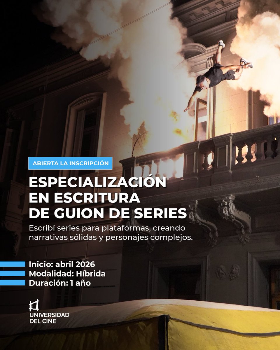 ✍️ Nueva especialización para quienes quieren escribir series: narrativa, personajes, estructura y desarrollo. Incluye un proyecto final listo para presentar en la industria.

ℹ️ info: ucine.edu.ar
📩 investigacionyposgrado@ucine.edu.ar
#GuionDeSeries #Audiovisual