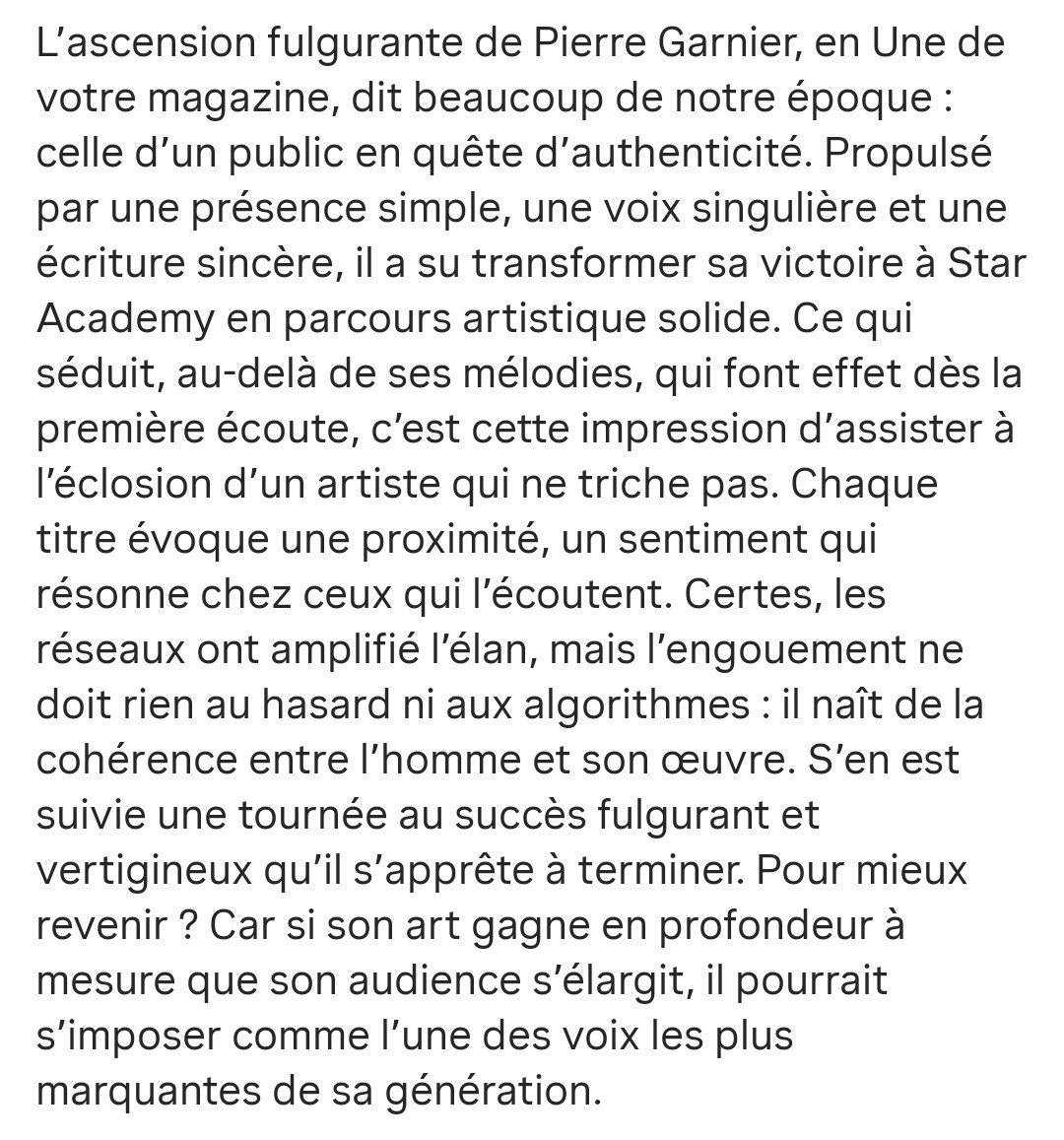 “Une voix singulière et une écriture sincère…c’est l’une des voix les plus marquantes de sa génération“ 👑#pierregarnier