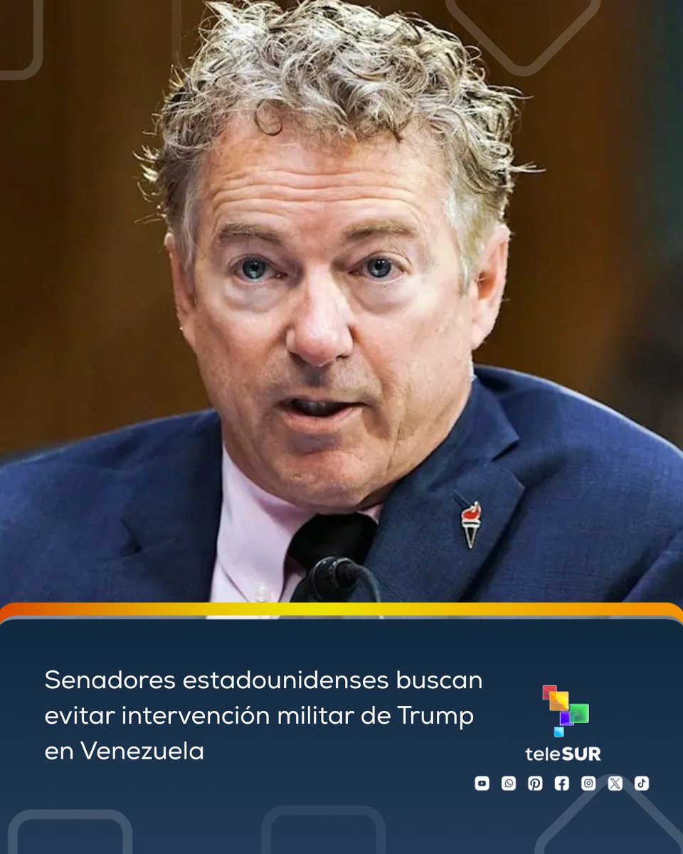 📌Un grupo de senadores estadounidenses ha intentado frenar una posible intervención militar contra #Venezuela🇻🇪, ante las crecientes amenazas de la administración Trump. Impulsados por demócratas como Chuck Schumer y Tim Kaine, junto al republicano Rand Paul, la resolución