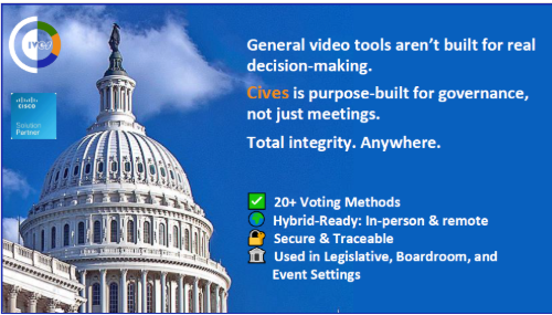 CivesOfficial's tweet photo. As voting becomes more complex in hybrid and remote settings, the right tools matter.

Our latest blog outlines how #Cives helps organizations manage formal voting with clarity and confidence.

👉 Full blog here : https://t.co/ElG2XmK4qL

#cives #hybrid #voting #legislate https://t.co/IU4lcFOWA0