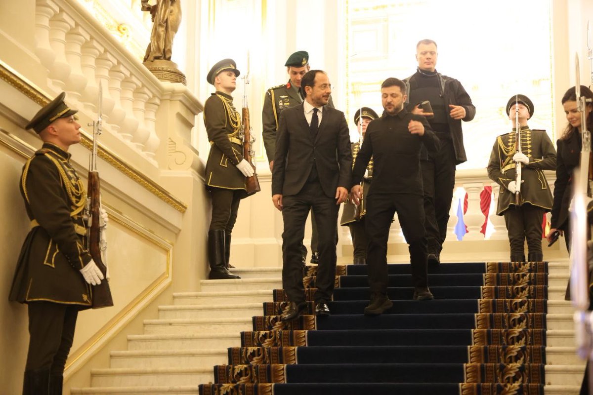Christodulides's tweet image. Visiting Kyiv, 26 days prior to Cyprus assuming the Presidency of the Council of the    EU, to send a clear message:

Europe stands firmly with Ukraine. 

And Ukraine will be a top priority of the Cyprus Presidency. A member state that understands first hand the devastation of…