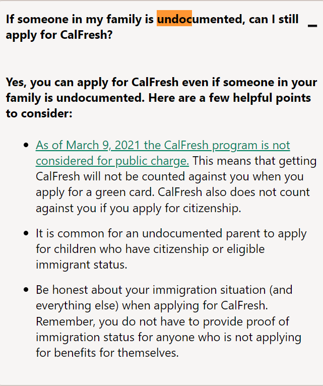 This is literally on Californa's FAQ for SNAP benefits. 

They are coaching parents to use their anchor babies as SNAP applicants and confirm that they DON'T CHECK FOR IMMIGRATION STATUS.