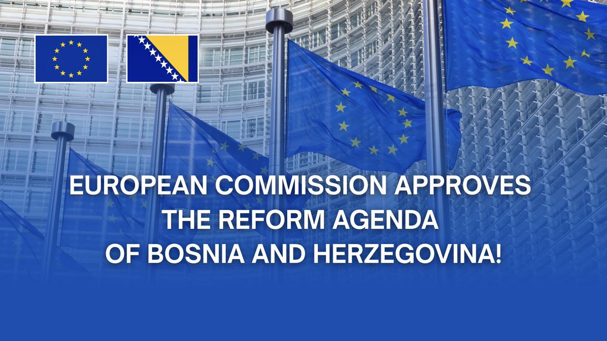 LSorecaEU's tweet photo. The Reform Agenda for Bosnia and Herzegovina is now approved!

This is the result of a lot of hard work by BiH officials and public servants as well as their EU counterparts. It involved months of tough negotiations, dialogue, consensus, and constructive decision-making by political actors in the public interest. 

This is an enormous step for the country. But this is just the beginning. BiH now needs to deliver on the reforms its authorities have agreed on. For each reform delivered, there will be investment, up to a total of €976.6 million. A first tranche of €68.4 million in pre-financing will be paid soon after the BiH authorities ratify the Facility Agreement and Loan Agreement. 

Progress is possible when there is political will. 

We also hope the same spirit of consensus that led to the adoption of the Reform Agenda will also guide progress in adopting the two judiciary laws and appointing the Chief Negotiator and team, so as to move forward on the EU path. 

The time is now! 🇪🇺🇧🇦

https://t.co/NDGFpXhGYb
