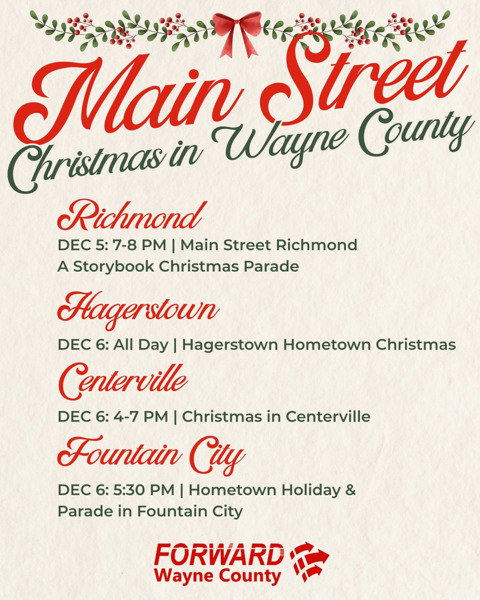 forwardINwayne's tweet image. This weekend is full of Main Street Christmas magic across Wayne County! ❄️🎁 Grab your friends and family, support local businesses, and enjoy the festive fun. Find the full event list in our pinned post!