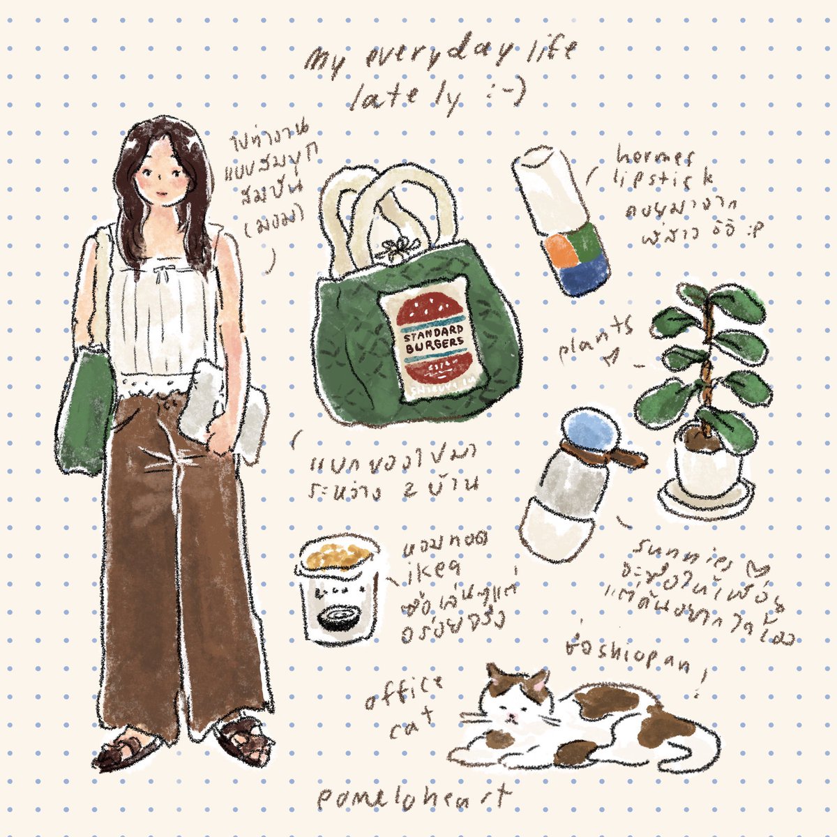 p0meloheart's tweet image. มาขอฝากตัวด้วยทันไหมคะ &amp;gt;&amp;lt;  pomeloheart ค่ะ🍐🌸 ชอบวาดของจุ๊กจิ้ก คาเฟ่ สิ่งน่ารักๆแนวบันทึกไดอารี่ประจำวันค่า เปิดรับคอมมิชตลอดนะคะ🤍