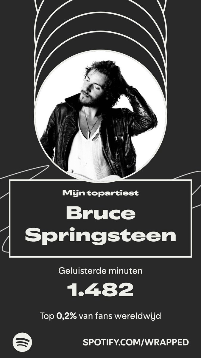 tiesdegroot's tweet image. Bruce Springsteen stond bovenaan mijn jaar. Ontdek meer over mijn luisterjaar in #SpotifyWrapped.   spotify.com/wrapped-share/…