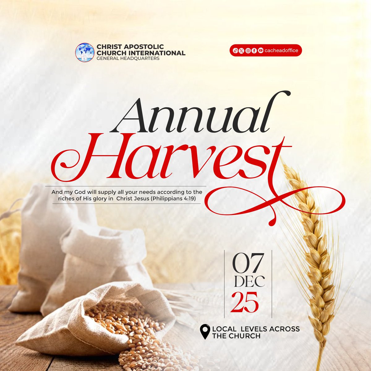 cacheadoffice's tweet photo. Join us this Sunday as we gather for our Annual Harvest. God bless us all. https://t.co/EwFeXIDUjx