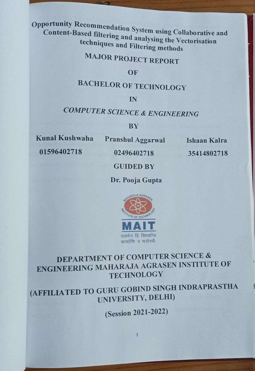 neuralnerd01's tweet image. found @kunalstwt &apos;s final year project report on twitter 💀