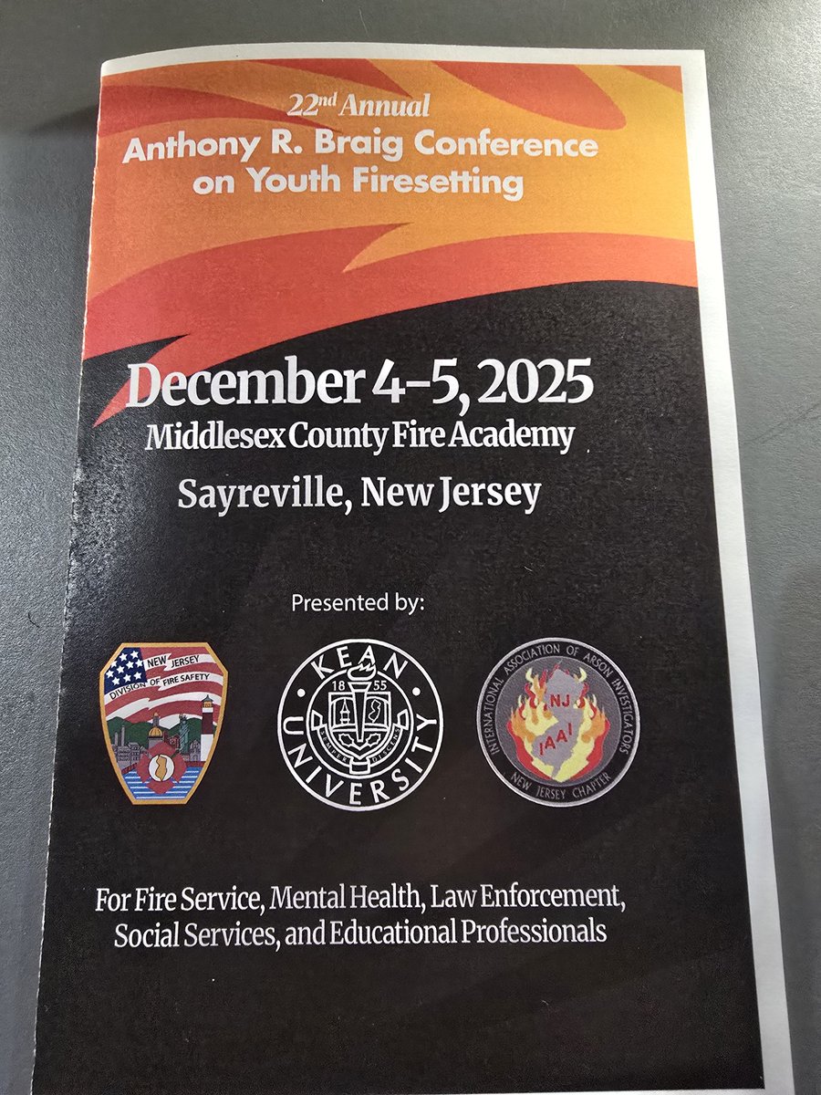 The 22nd Annual Anthony R. Braig Conference on Youth Firesetting is about to begin in New Jersey.  2 days of networking and learning! #YouthFiresetting #FirePrevention #CRR
