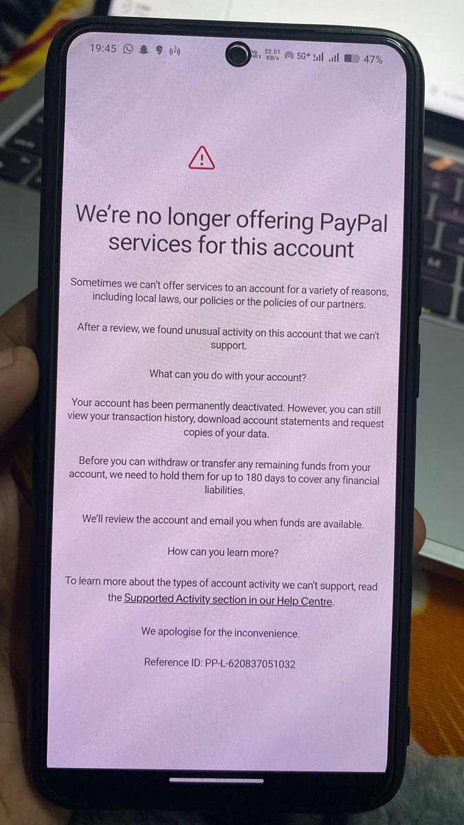 ShivamR745's tweet photo. Hi @AskPayPal,
I recently created my PayPal account as I am starting freelancing work.
However, my account has been permanently limited showing unusual activity, even though I haven't made any suspicious or policy-violating transactions
Reference ID: PP-L-620837051032
Thank you. https://t.co/60ZeFtQNpE