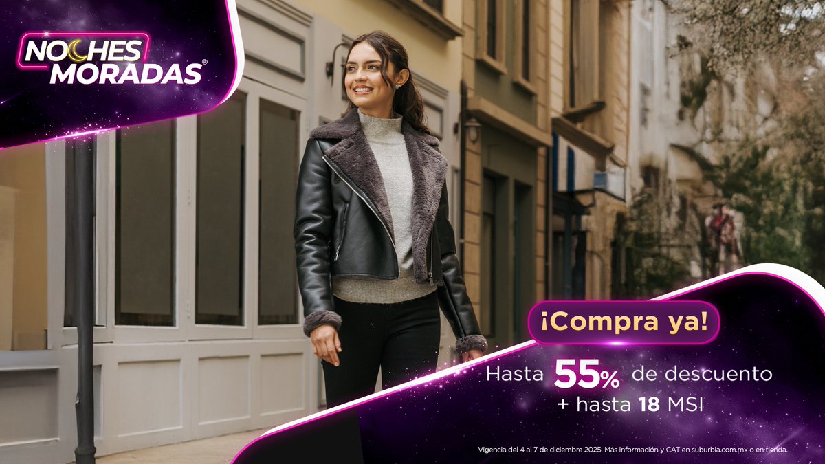 ¡Ya está pasando! Comenzaron las últimas Noches Moradas del año 👉 compra YA: suburbia.onelink.me/uDOC/r3tputyq