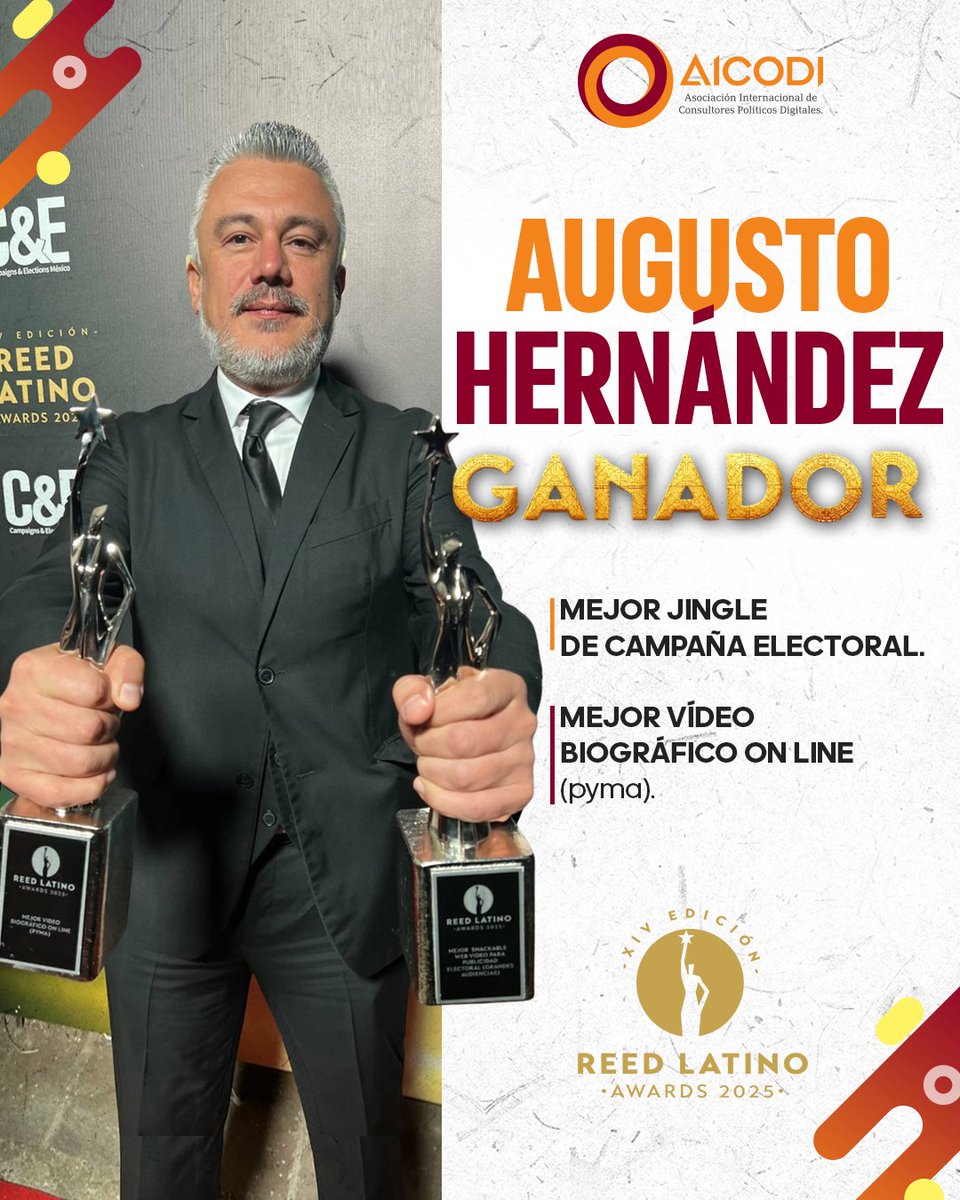 AicodiOficial's tweet photo. 🏆 En AICODI celebramos a @augusto_her por sus logros en los Reed Latino 2025.
Un reconocimiento a su aporte, innovación y profesionalismo en la comunicación política digital. 🌎💻
#AICODI #ReedLatino2025 #ComPolDigital #OrgulloAICODI https://t.co/IsTRyhJrrM