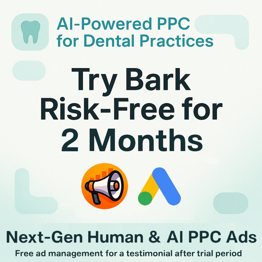 Barkppc's tweet image. Calling all Dental Clinics: We've got a Google Ads solution ready, tailored just for you.

Top experts in PPC manage your account, With custom trained AI that effectively gives them super powers!

Get started with the link in our bio.

#Dentist #Advertising #PPC #GoogleAds