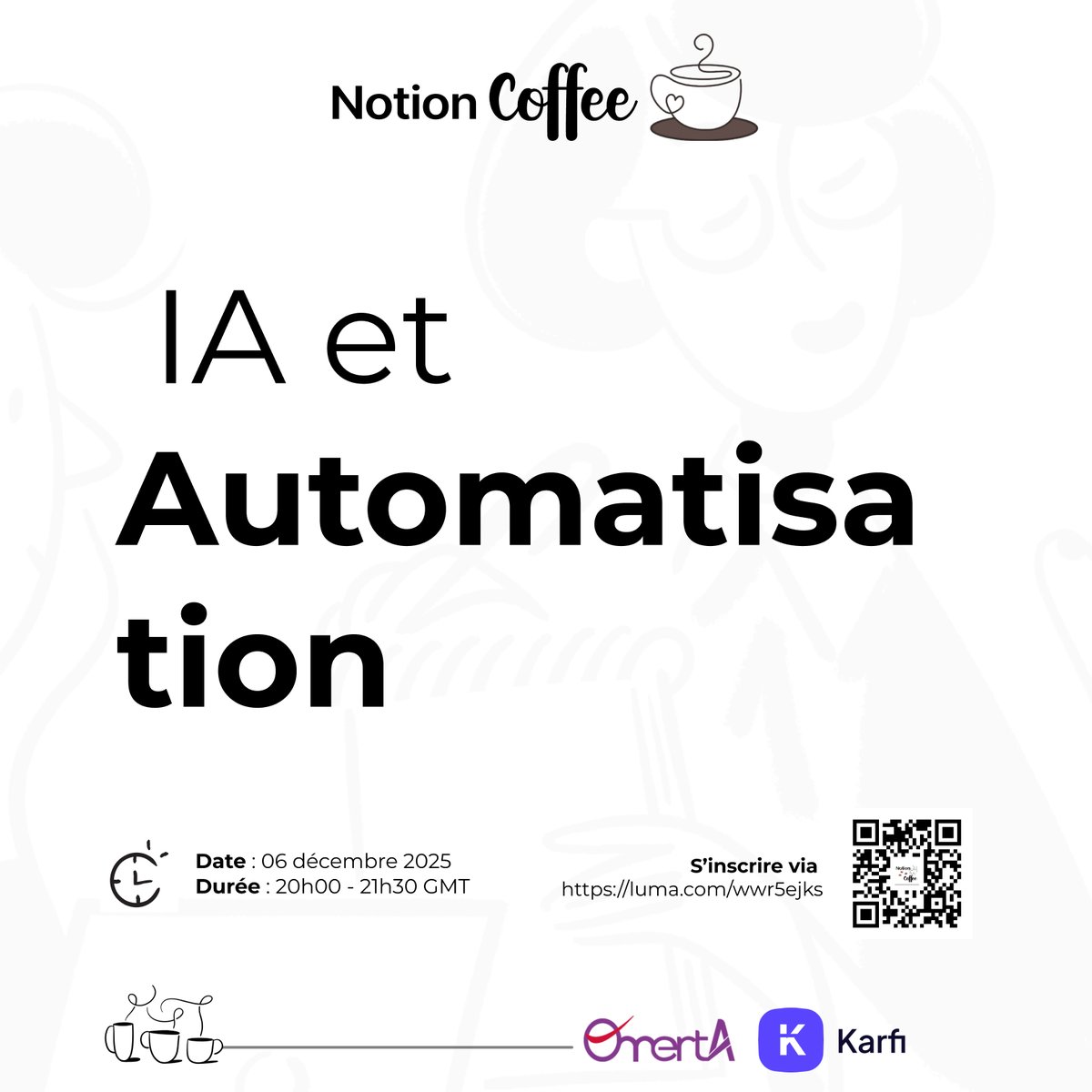 IA est partout de nos jours l’IA de Notion est non négligéable.

Pour la séance de 06 décembre, on parlera de l’IA et l’Automatisation dans Notion.

Participez via luma.com/wwr5ejks

#NotionTogo #NotionCoffee #Notion #Africa
