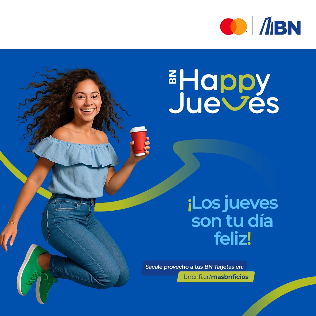 🎉 ¡Hoy es BN Happy Jueves, y el estómago lo sabe!

Disfrutá de tus antojos en: Burger King, Domino’s, Popeyes, Arby’s, Juan Valdez y Rosti.

🔗 Ver detalles aquí: bncr.fi.cr/masbnficios/bn…

#BNHappyJueves