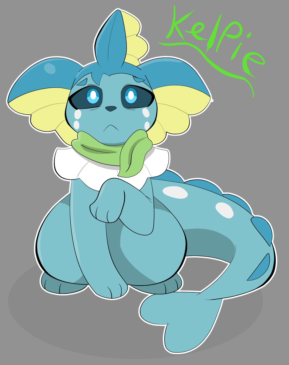 A new Eevee cousin has come to visit Team Trackers.
His name is Kelpie. He doesn't socialize much but likes to explore the deeper part of lakes and oceans. #Vaporeon #Pokemonmysterydungeon