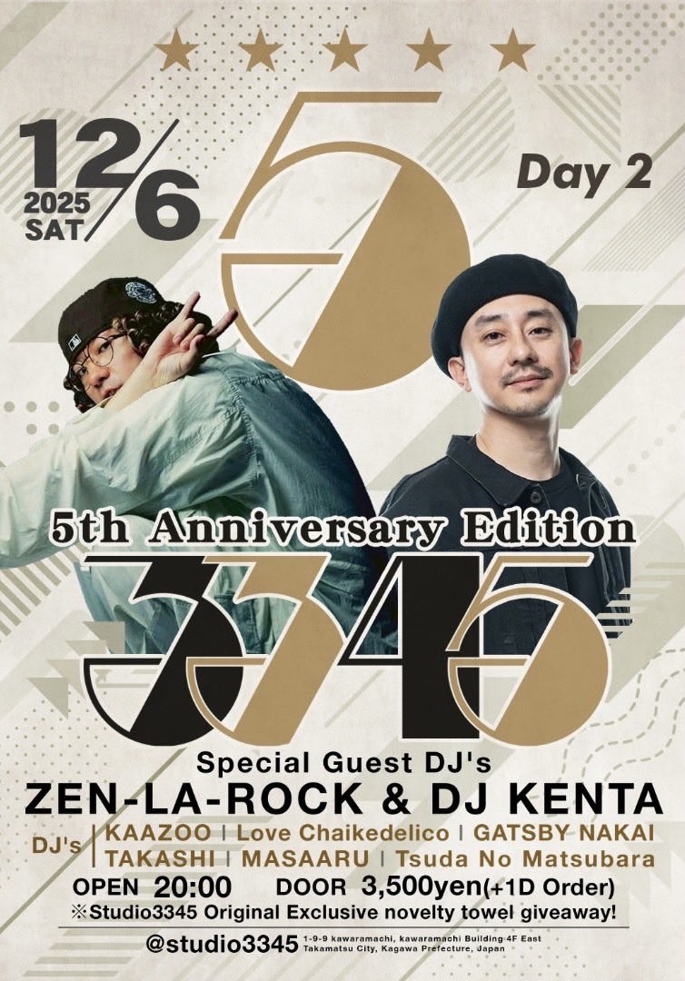今週】 12.06.Sat 〓STUDIO 33/45 5th Anniv. Edition Day2〓 at