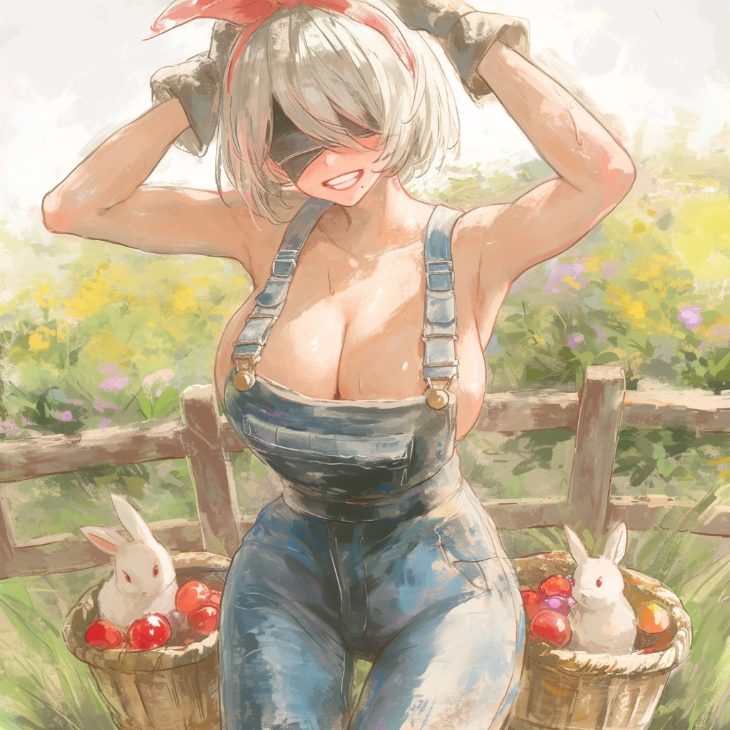 2B lives happily together with her bunnies. #NieRAutomata #NieR #2B #fanart
